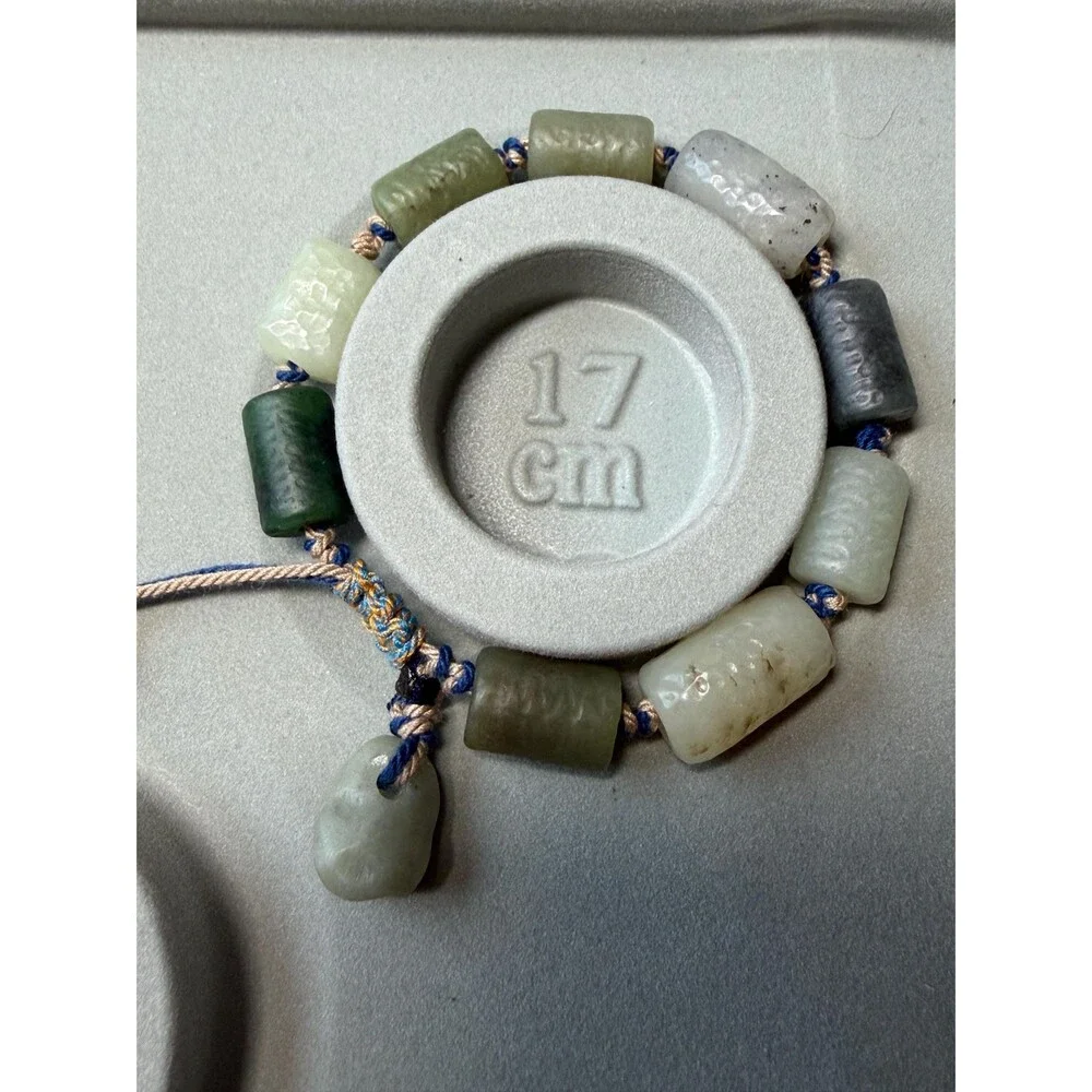 Multi-Color Natural Jade Bracelet OOAK Rustic Jade Adjustable Pull-Tie Closure